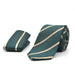 Vibrant Dark Green Neck Tie Pocket Square Set With Golden Beige Stripes For Men Soft Textured Springbok Jersey Colour