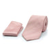 Dusty Pink Neck Tie Pocket Square Set For Men Zig-Zag Stripe Pattern