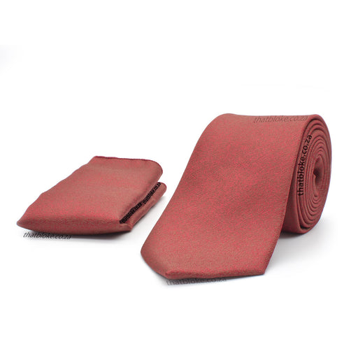 Pale Crimson Red Neck Tie Pocket Square Set For Men Textured Shine