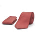 Pale Crimson Red Neck Tie Pocket Square Set For Men Textured Shine