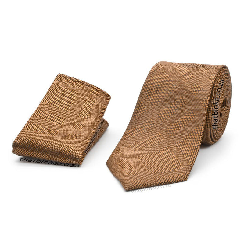 Dijon Gold Yellow Neck Tie Pocket Square Set For Men Check Pattern