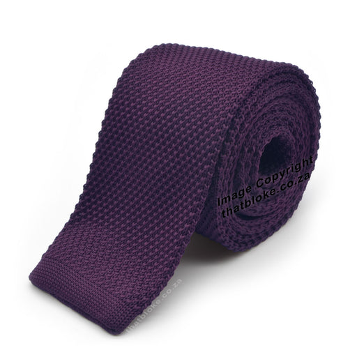 Dark Purple Neck Tie Knitted Polyester For Men