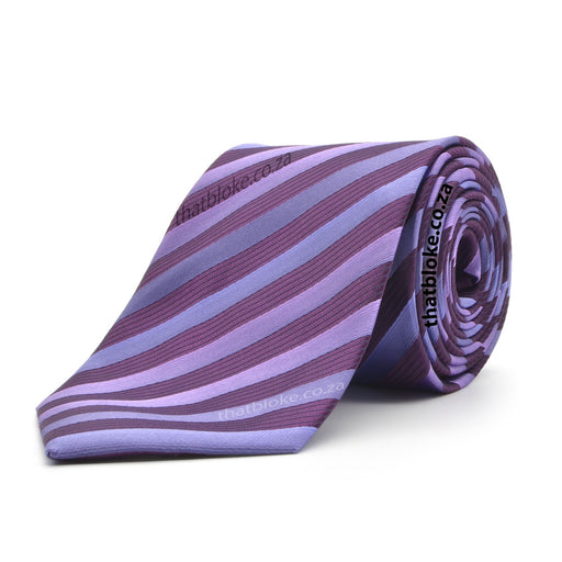 Purple Neck Tie For Men Regimental Stripe Pattern Polyester
