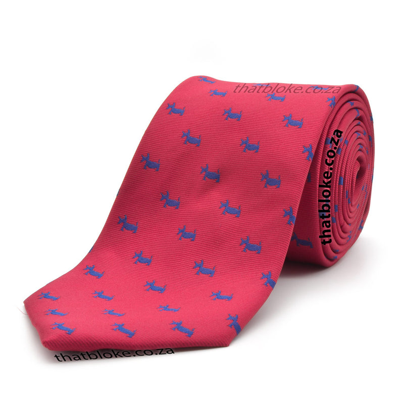 Novelty Dog Neck Tie For Men Cherry Red Polyester Pattern