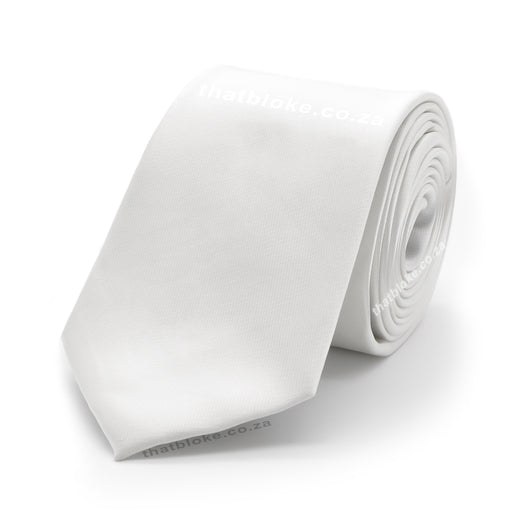 Pure White Neck Tie For Men Silky Polyester