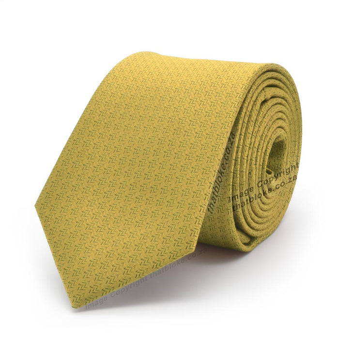 Vegas Gold Yellow Neck Tie For Men Patterned Polyester Silky