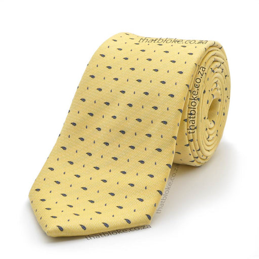 Light Yellow Neck Tie For Men Leaf Pattern Polyester