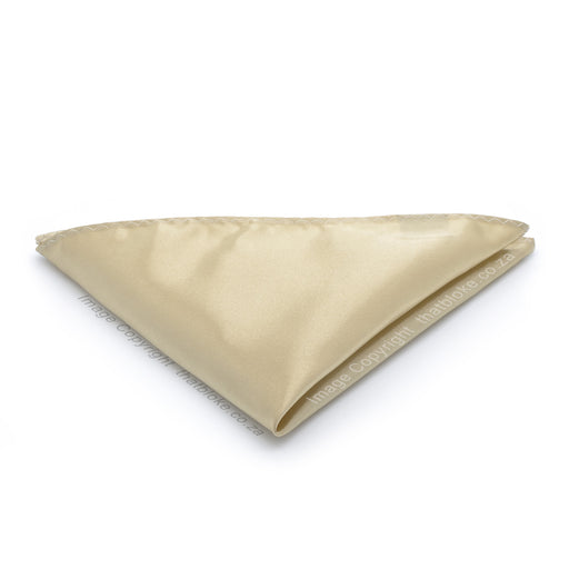 Beige Gold Pocket Square For Men Silky Glossy Polyester
