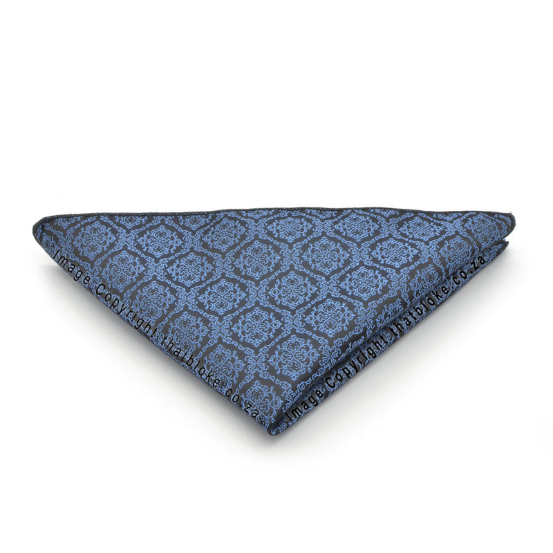 Carolina Blue Pocket Square Decorative Soutache Pattern Polyester