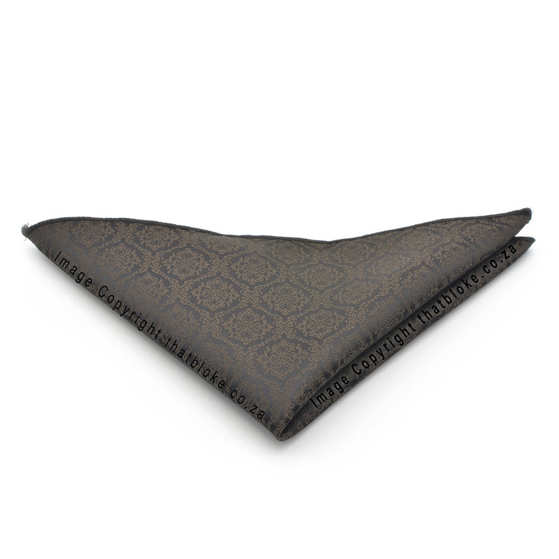 Dark Brown Pocket Square For Men Decorative Soutache Pattern Polyester