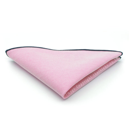 Light Pink Pocket Square With Black Trim Suit Accessory Matt Fabric