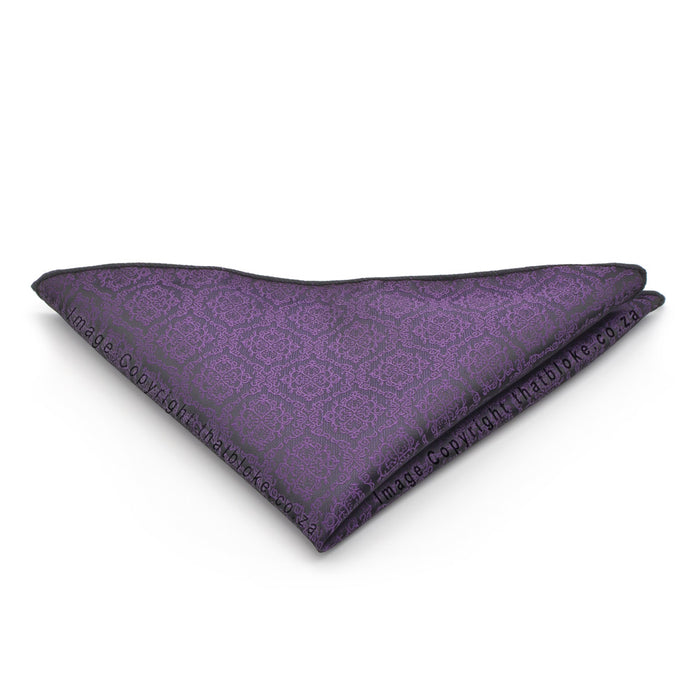 Purple Pocket Square Decorative Soutache Pattern Polyester