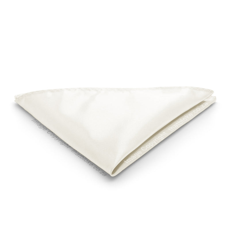Pearl White Pocket Square For Men Glossy Silky Polyester