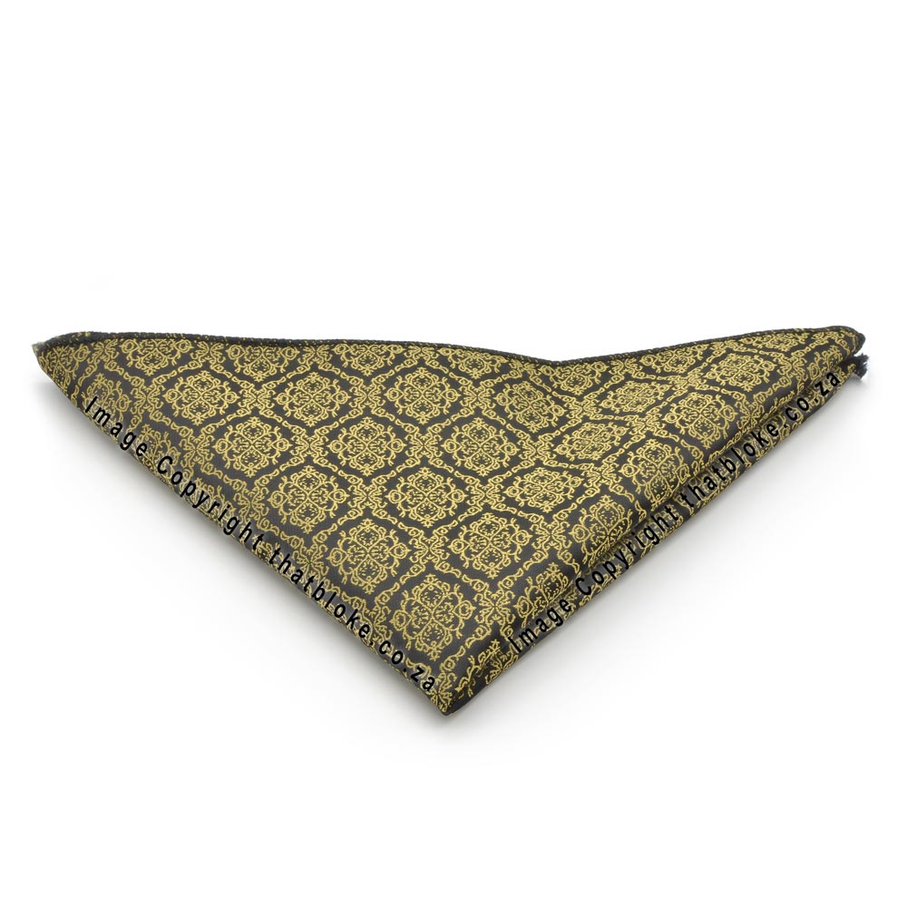 Yellow Vegas Gold Pocket Square - Decorative Soutache Pattern — That Bloke