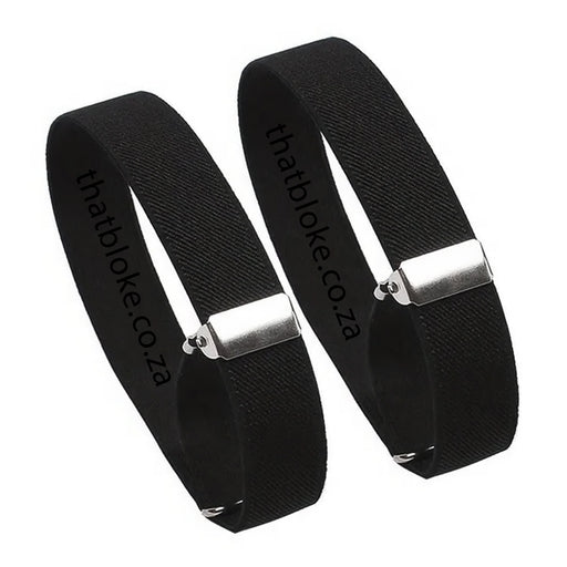 Mens Sleeve Garter Black Elastic Polyester Adjustable Side Image