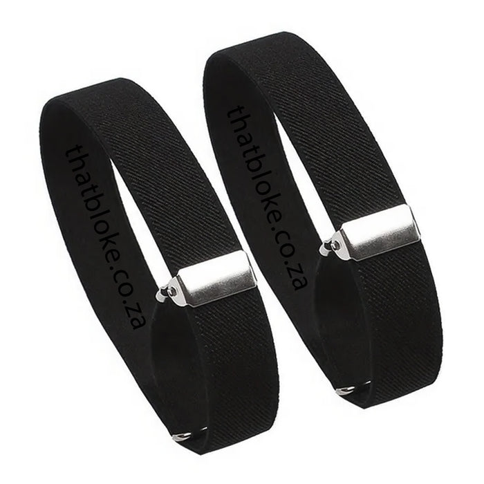 Mens Sleeve Garter Black Elastic Polyester Adjustable Side Image