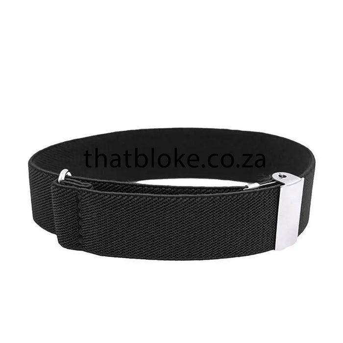 Mens Sleeve Garter Black Elastic Polyester Adjustable Front Image