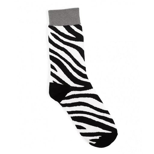 Novelty Zebra Stripes Socks Cotton Black White Flat Image