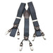 Black and Light Blue suspenders for men six clip Small Checked Pattern Elastic Polyester