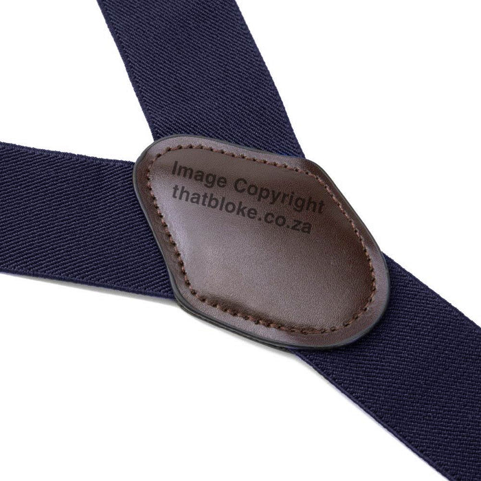 Suspenders Six Clip - Blue Navy with Brown End Straps