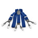 Six Clip Royal Blue Suspenders For Men Black End Straps Elastic Polyester