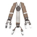 Light Chocolate Brown Suspenders For Men Six Clip Elastic Polyester With Arrow Pattern
