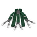 Six Clip Emerald Green Suspenders with Black End-straps Elastic Polyester