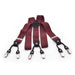 Six Clip Maroon Suspenders Elastic Polyester with black end-straps