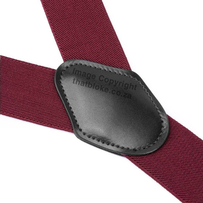 Suspenders Six Clip - Maroon with Black End-Straps