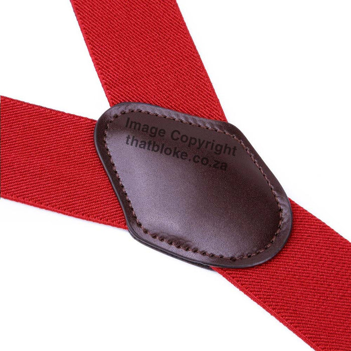 Suspenders Six Clip - Red with Brown End-Straps