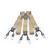 Six Clip Stone Beige Suspenders with Black Straps Elastic Polyester