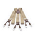 Six Clip Stone Beige Suspenders with Brown Straps Elastic Polyester