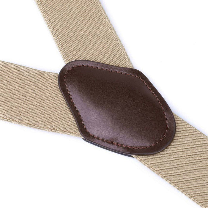 Suspenders Six Clip - Beige Stone with Brown End-Straps