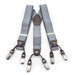 White and Light Dusty Blue suspenders for men six clip Small Checked Pattern Elastic Polyester