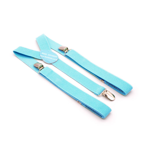 Baby Blue Suspenders For Men Three Clip Elastic Polyester