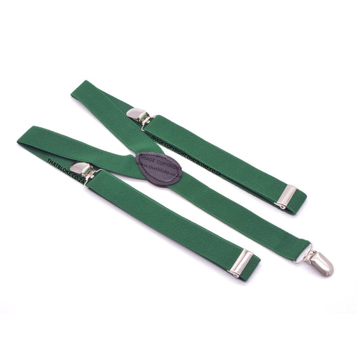 Emerald Green Suspenders Three Clip Elastic Polyester