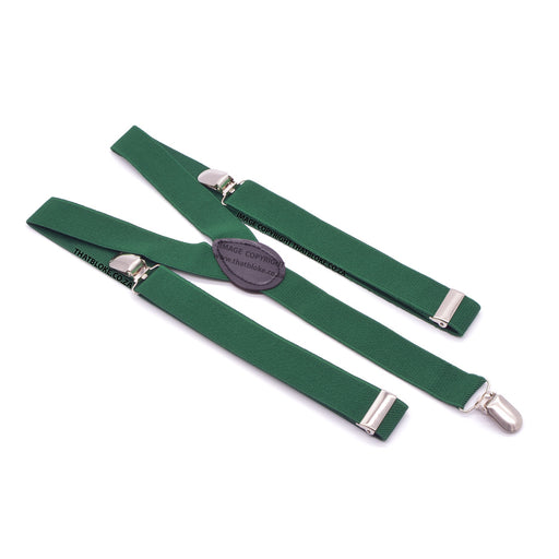 Forest Green Suspenders Three Clip Elastic Polyester 2.5cm Wide