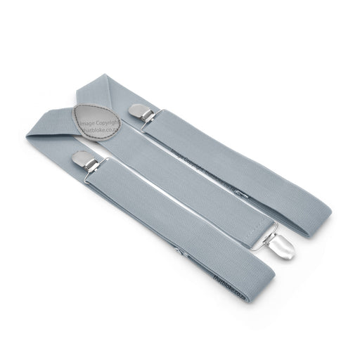 Light Cool Grey Suspenders For Men 3.5cm Wide Elastic Polyester