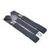 Dark Grey Suspenders Three Clip Wide 3.5cm