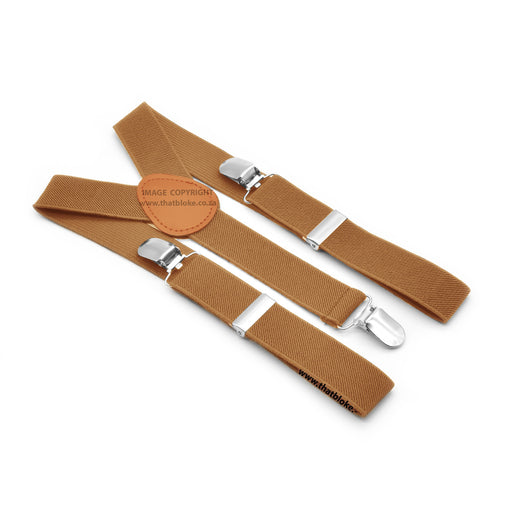 Caramel Brown Suspenders For Kids Three Clip