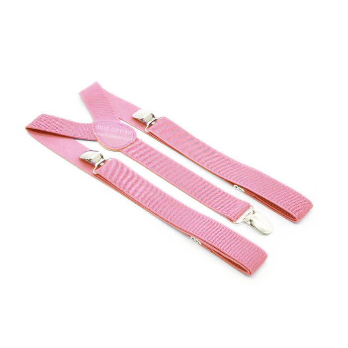 Three Clip Amaranth Pink Suspenders For Men Elastic Polyester