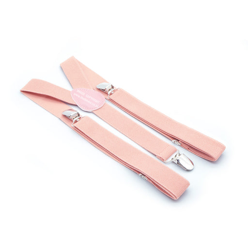 Light Dusty Peach Pink Suspenders for Men 2.5cm Three Clip Elastic Polyester