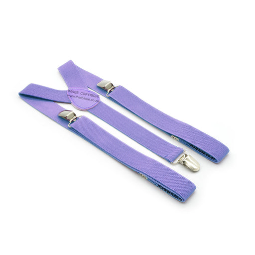 Light Lavender Purple Suspenders Three Clip Elastic Polyester Men