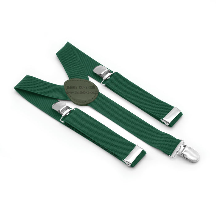 Three clip toddler suspenders Emerald Green Elastic polyester