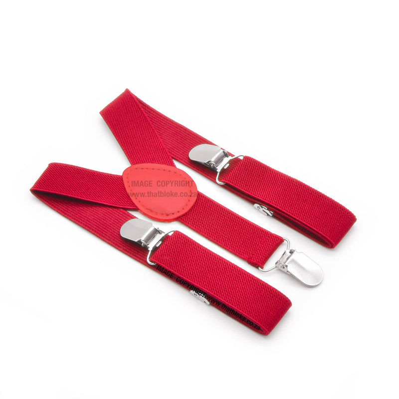 Toddler Suspenders Apple Red Three Clip Elastic Polyester 1 to 3 years old