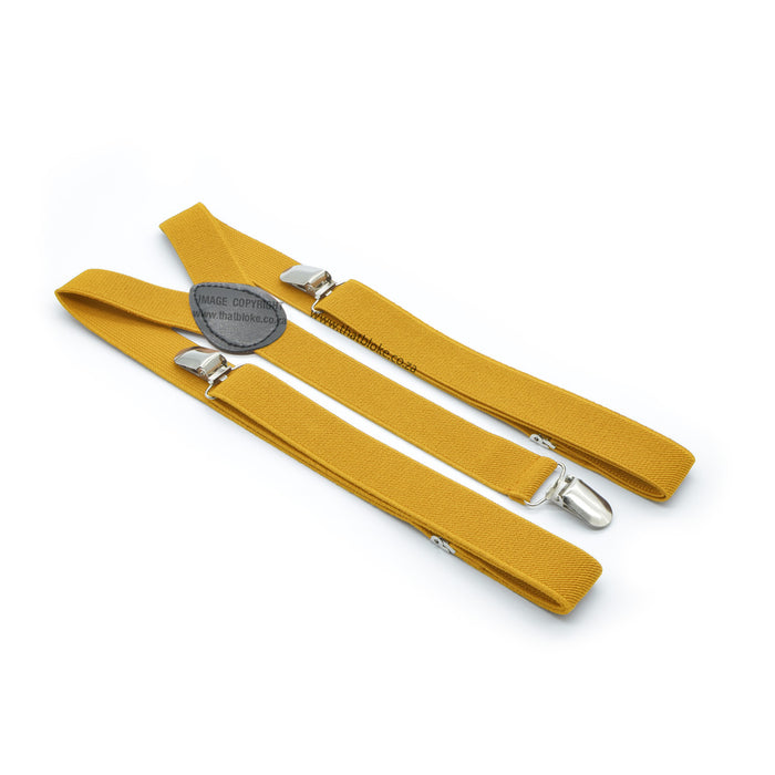 Mustard Yellow Suspenders Three clip elastic Polyester