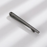 Extra Thin Narrow Gunmetal Black Tie Bar Clip For Men Patterned Display