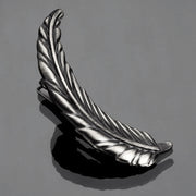 Curved Feather Tie Clip Antique Silver Display