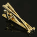 Long Crossed Golf Clubs Tie Clip Gold Top View