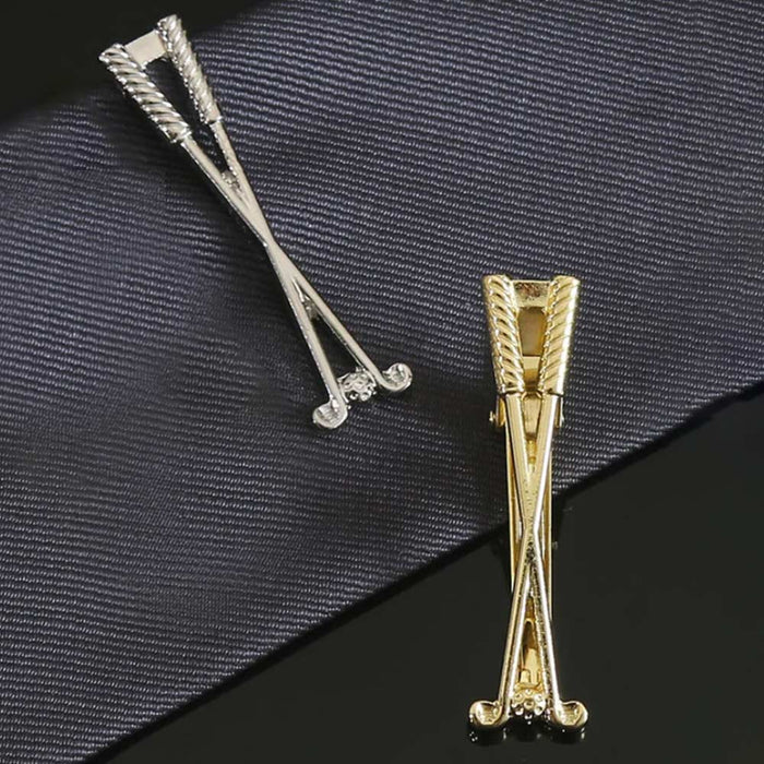 Tie Clip - Sport Golf Clubs Crossed Long (Silver)